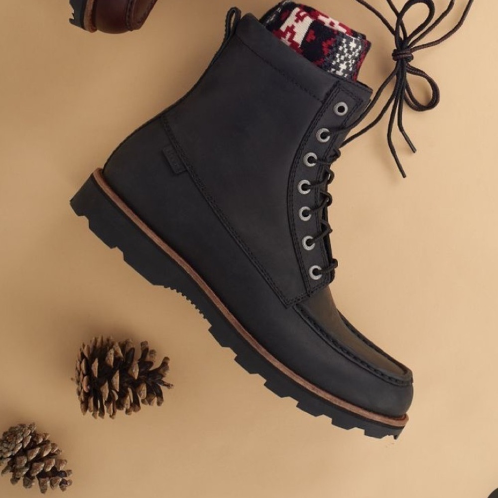 ROOTS leather winter boots w cabin cottage vibe unisex - Picture 3 of 15